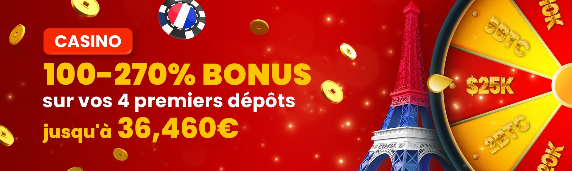 Bonus Casino – Jusqu’à 270%